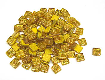 Softglassteine 10x10mm 200g Glitter gelb